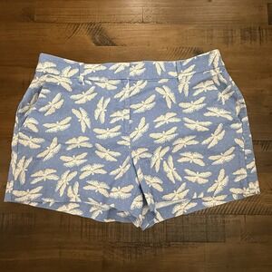 Loft Womens The Riviera Blue Butterfly Print Shorts 4 inch inseam Size 14 Curvy